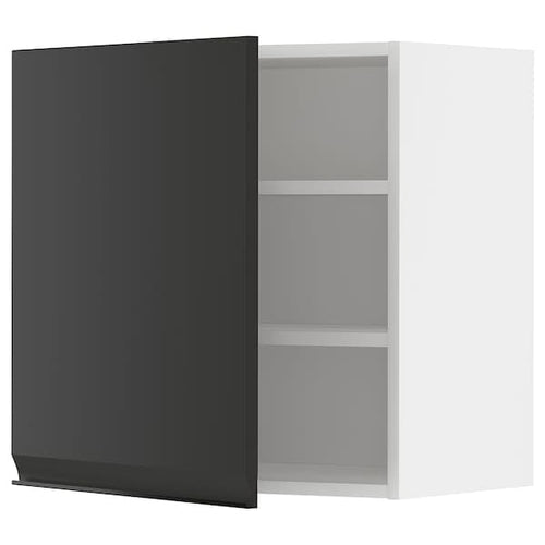 METOD - Wall cabinet with shelves, white/Upplöv matt anthracite ,