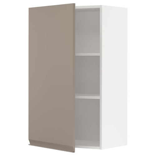 METOD wall cabinet with shelves, white/Upplöv matt dark beige, 60x100 cm