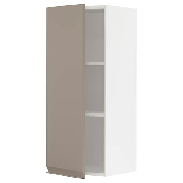 Ikea METOD - Wall cabinet with shelves, white/Upplöv matt dark beige, 40x100 cm