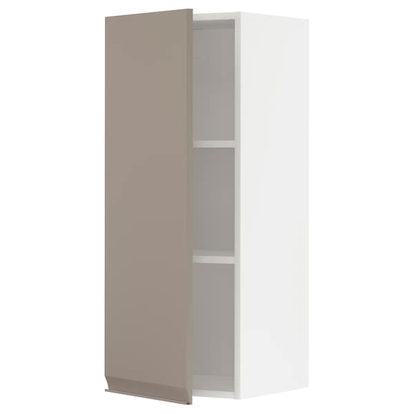 METOD - Wall cabinet with shelves, white/Upplöv matt dark beige, 40x100 cm - best price from Maltashopper.com 39492515