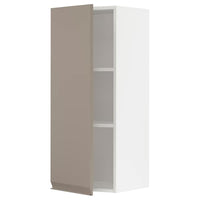 METOD wall cabinet with shelves, white/Upplöv matt dark beige, 40x100 cm