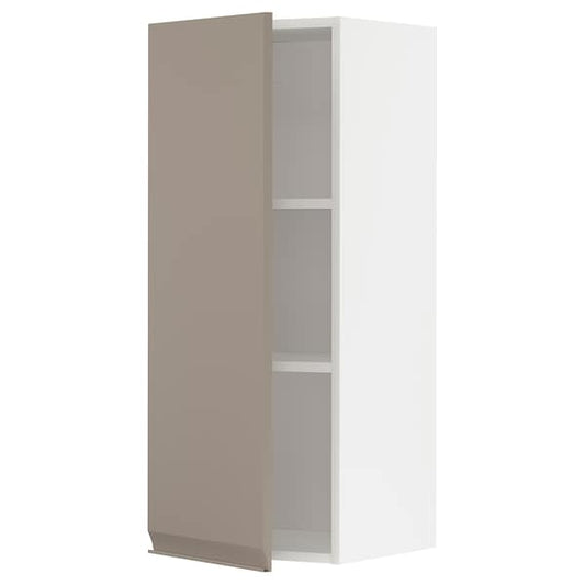 Ikea METOD - Wall cabinet with shelves, white/Upplöv matt dark beige, 40x100 cm