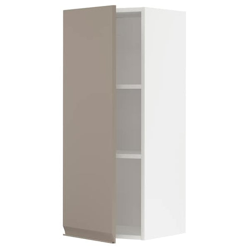METOD - Wall cabinet with shelves, white/Upplöv matt dark beige, 40x100 cm