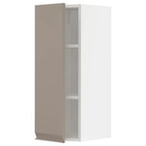 METOD wall cabinet with shelves, white/Upplöv matt dark beige, 30x80 cm