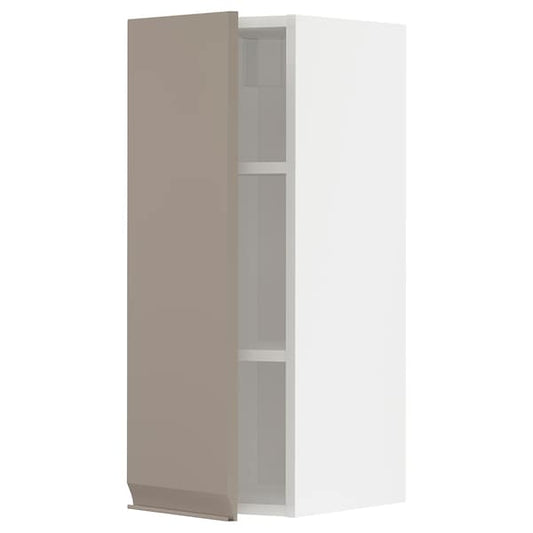 Ikea METOD - Wall cabinet with shelves, white/Upplöv matt dark beige, 30x80 cm