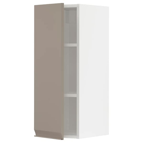 METOD - Wall cabinet with shelves, white/Upplöv matt dark beige, 30x80 cm