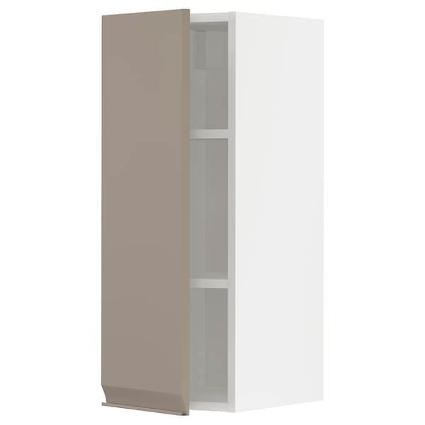 METOD - Wall cabinet with shelves, white/Upplöv matt dark beige, 30x80 cm
