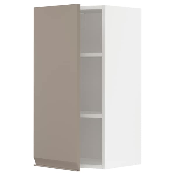 Ikea METOD - Wall cabinet with shelves, white/Upplöv matt dark beige, 40x80 cm
