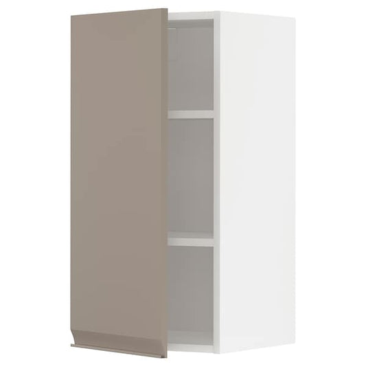 Ikea METOD - Wall cabinet with shelves, white/Upplöv matt dark beige, 40x80 cm