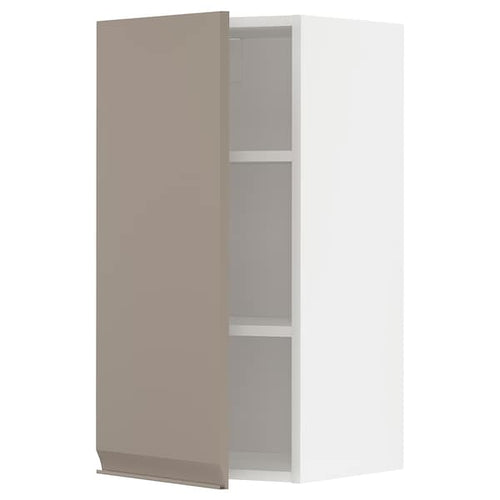 METOD wall cabinet with shelves, white/Upplöv matt dark beige, 40x80 cm