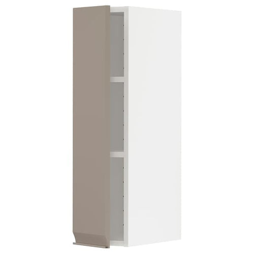 METOD - Wall cabinet with shelves, white/Upplöv matt dark beige, 20x80 cm