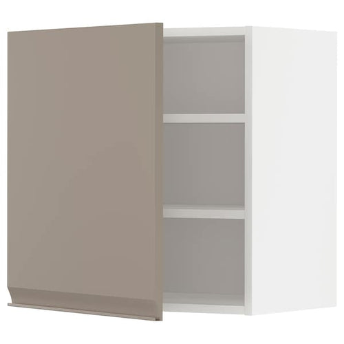 METOD wall cabinet with shelves, white/Upplöv matt dark beige, 60x60 cm
