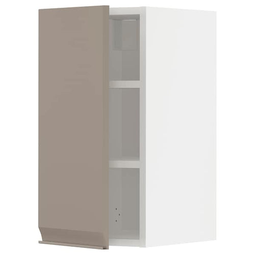 METOD wall cabinet with shelves, white/Upplöv matt dark beige, 30x60 cm