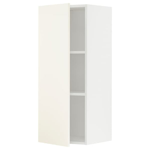 METOD - Wall cabinet with shelves, white/Vallstena white, 40x100 cm