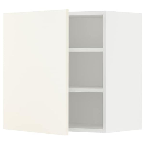 METOD - Wall cabinet with shelves, white/Vallstena white, 60x60 cm