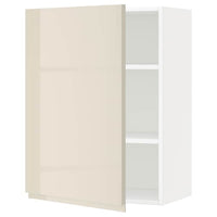 METOD - Wall cabinet with shelves, white/Voxtorp high-gloss light beige, 60x80 cm - best price from Maltashopper.com 59459100