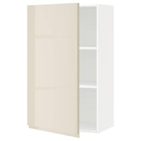 METOD - Wall cabinet with shelves, white/Voxtorp high-gloss light beige, 60x100 cm - best price from Maltashopper.com 49455174