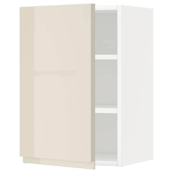 METOD - Wall cabinet with shelves, white/Voxtorp high-gloss light beige, 40x60 cm - best price from Maltashopper.com 49461617