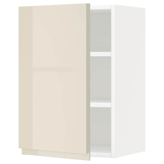 Ikea METOD - Wall cabinet with shelves, white/Voxtorp high-gloss light beige, 40x60 cm