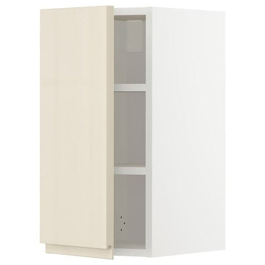 Ikea METOD - Wall cabinet with shelves, white/Voxtorp high-gloss light beige, 30x60 cm