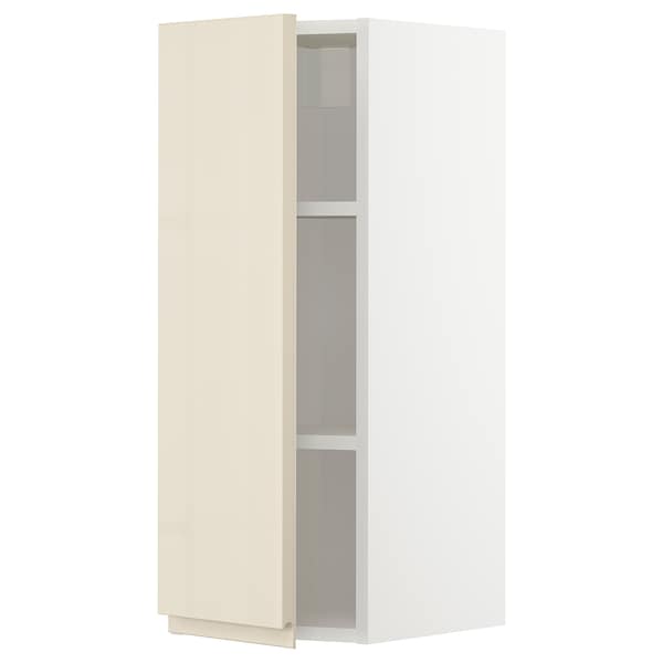 METOD - Wall cabinet with shelves, white/Voxtorp high-gloss light beige, 30x80 cm