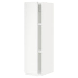 METOD wall cabinet with shelves, white/Voxtorp matt white, 20x80 cm