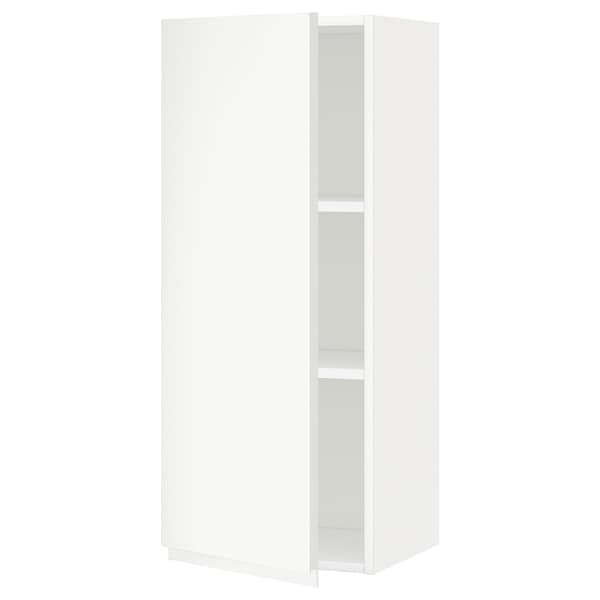 METOD - Wall cabinet with shelves, white/Voxtorp matt white, 40x100 cm