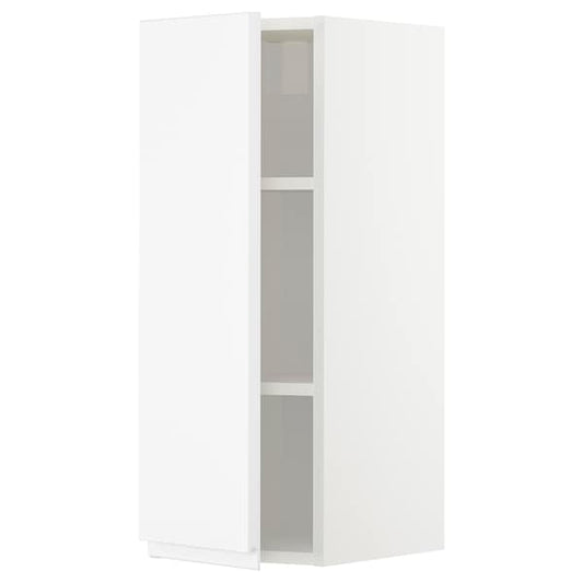 METOD - Wall cabinet with shelves, white/Voxtorp matt white, 30x80 cm - best price from Maltashopper.com 89457411