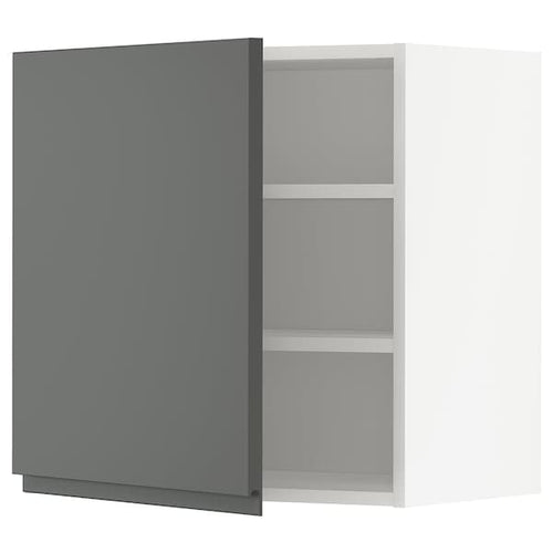 METOD - Wall cabinet with shelves, white/Voxtorp dark grey, 60x60 cm
