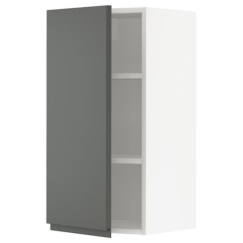 METOD - Wall cabinet with shelves, white/Voxtorp dark grey, 40x80 cm