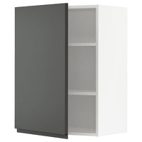 METOD wall cabinet with shelves, white/Voxtorp dark grey, 60x80 cm