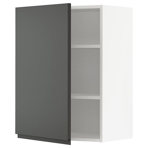 METOD - Wall cabinet with shelves, white/Voxtorp dark grey, 60x80 cm