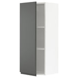 METOD wall cabinet with shelves, white/Voxtorp dark grey, 40x100 cm