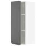 METOD wall cabinet with shelves, white/Voxtorp dark grey, 30x80 cm