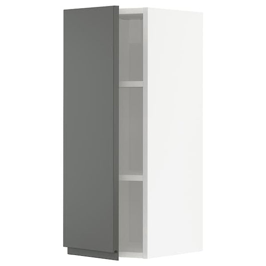 Ikea METOD - Wall cabinet with shelves, white/Voxtorp dark grey, 30x80 cm