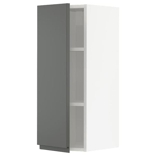 METOD - Wall cabinet with shelves, white/Voxtorp dark grey, 30x80 cm