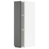 METOD wall cabinet with shelves, white/Voxtorp dark grey, 20x80 cm