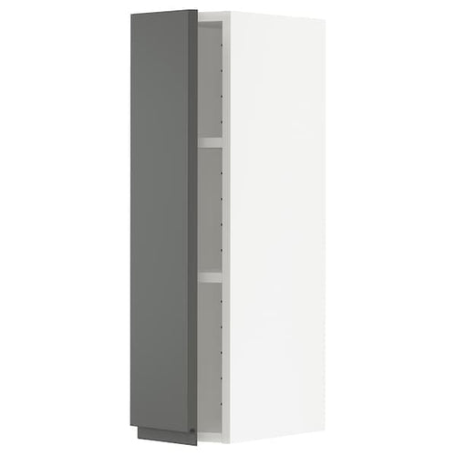 METOD - Wall cabinet with shelves, white/Voxtorp dark grey, 20x80 cm