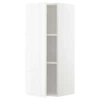 METOD wall cabinet with shelves, white/Voxtorp high-gloss/white, 40x100 cm