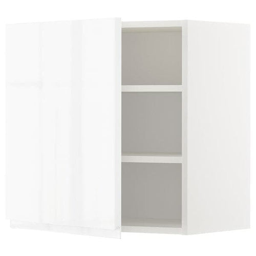 METOD - Wall cabinet with shelves, white/Voxtorp high-gloss/white, 60x60 cm