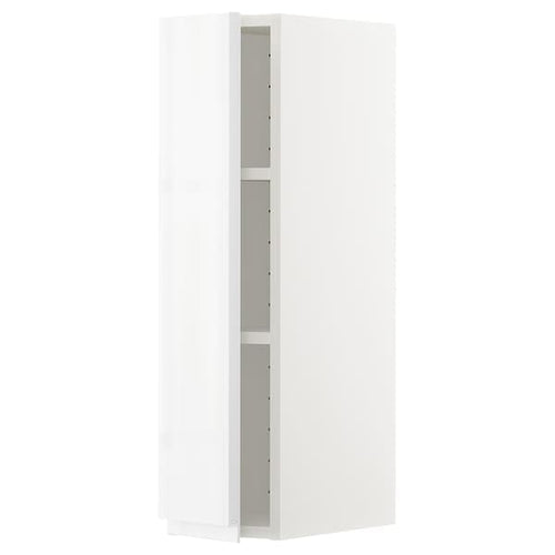 METOD - Wall cabinet with shelves, white/Voxtorp high-gloss/white, 20x80 cm