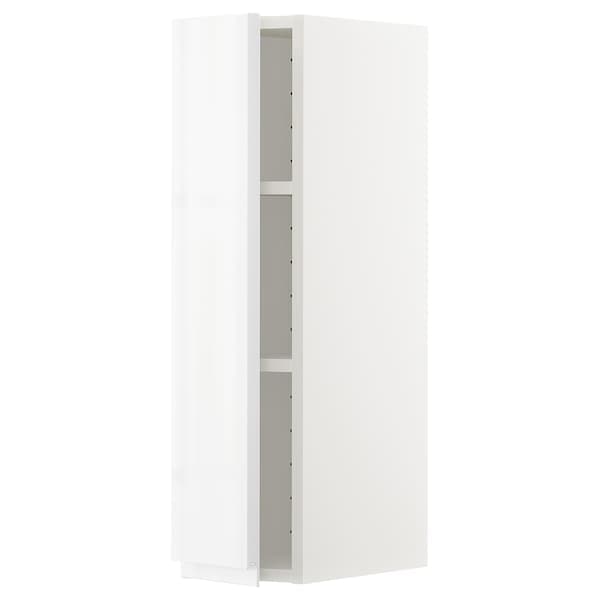 METOD - Wall cabinet with shelves, white/Voxtorp high-gloss/white, 20x80 cm