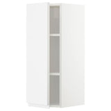 METOD wall cabinet with shelves, white/Voxtorp high-gloss/white, 30x80 cm