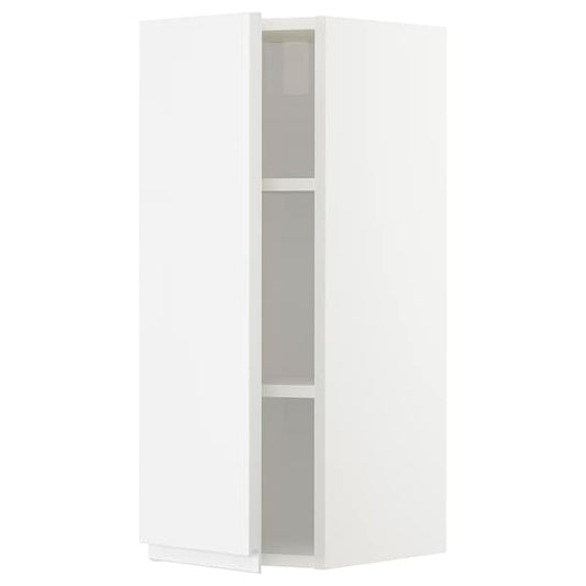 METOD - Wall cabinet with shelves, white/Voxtorp high-gloss/white, 30x80 cm - best price from Maltashopper.com 49455447