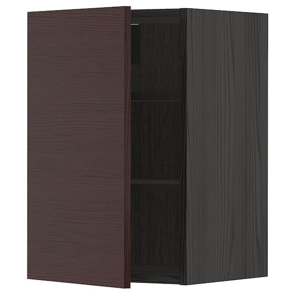 METOD - Wall cabinet with shelves, black Askersund/dark brown ash effect, 40x60 cm - best price from Maltashopper.com 49453617