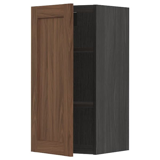 Ikea METOD - Wall cabinet with shelves, black Enköping/brown walnut effect, 40x80 cm