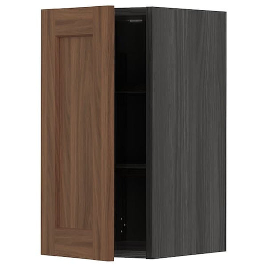 Ikea METOD - Wall cabinet with shelves, black Enköping/brown walnut effect, 30x60 cm