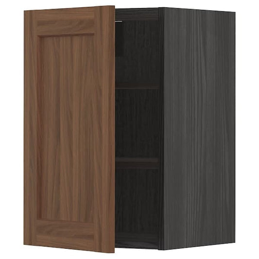 Ikea METOD - Wall cabinet with shelves, black Enköping/brown walnut effect, 40x60 cm