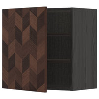 METOD - Wall cabinet with shelves, black Hasslarp/brown patterned, 60x60 cm - best price from Maltashopper.com 79461526