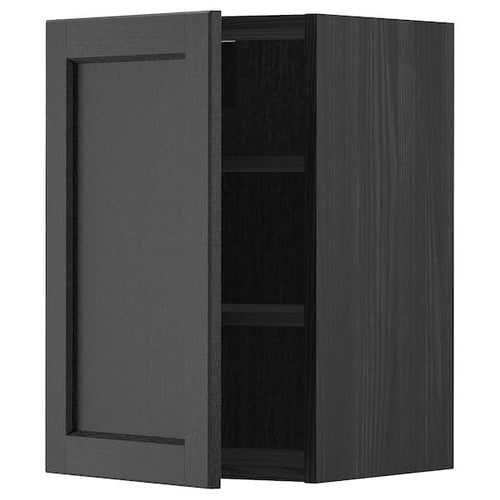 METOD - Wall cabinet with shelves, black/Lerhyttan black stained, 40x60 cm
